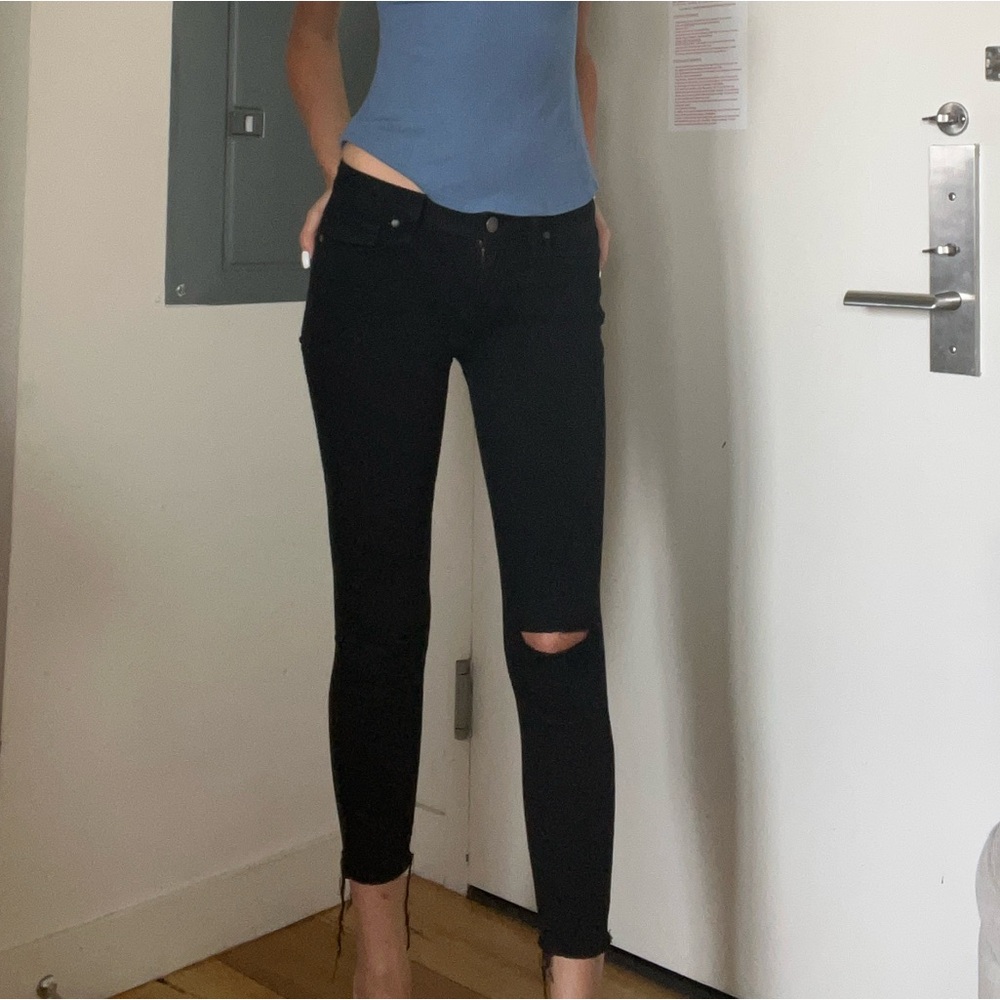 Paige black distressed verdugo crop jeans
